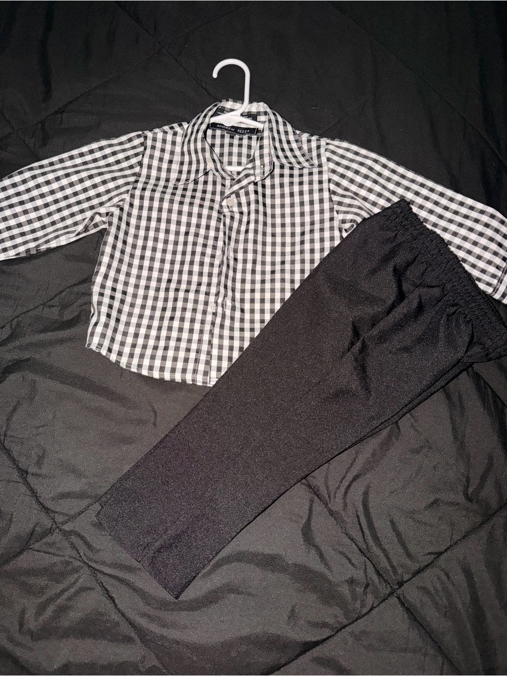 Black & White Gingham Button-Up Shirt - Kids Suit 2T